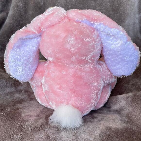 Bunny Rabbit Plush Basket Easter Candy Holder Pink Round Stuffed 10" Toy READ - Picture 6 of 11